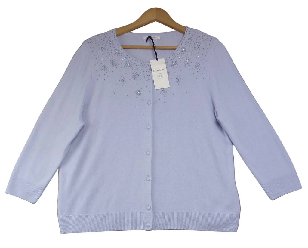 M&S Lilac Beaded Cardigan