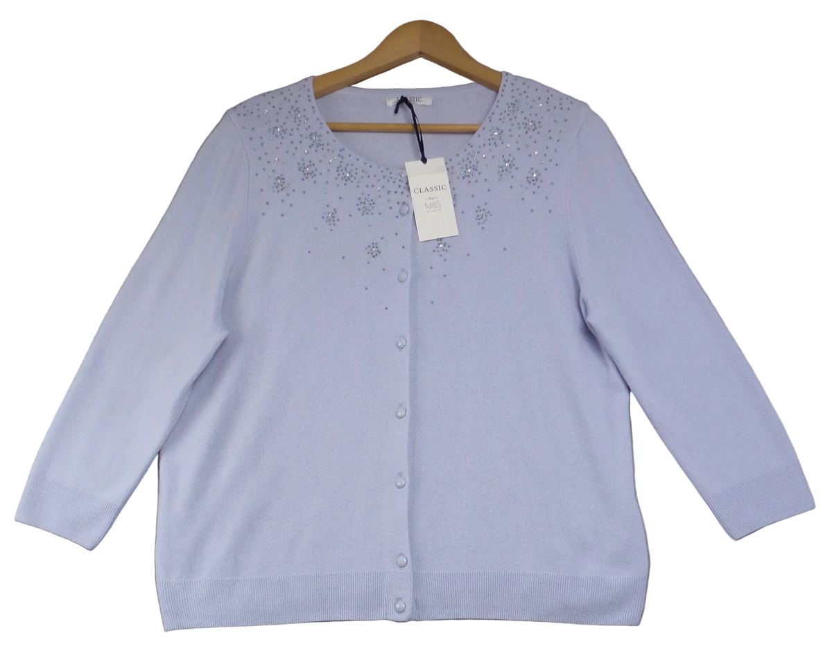 M&S Lilac Beaded Cardigan