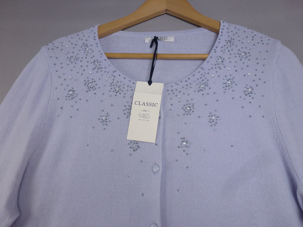 M&S Lilac Beaded Cardigan
