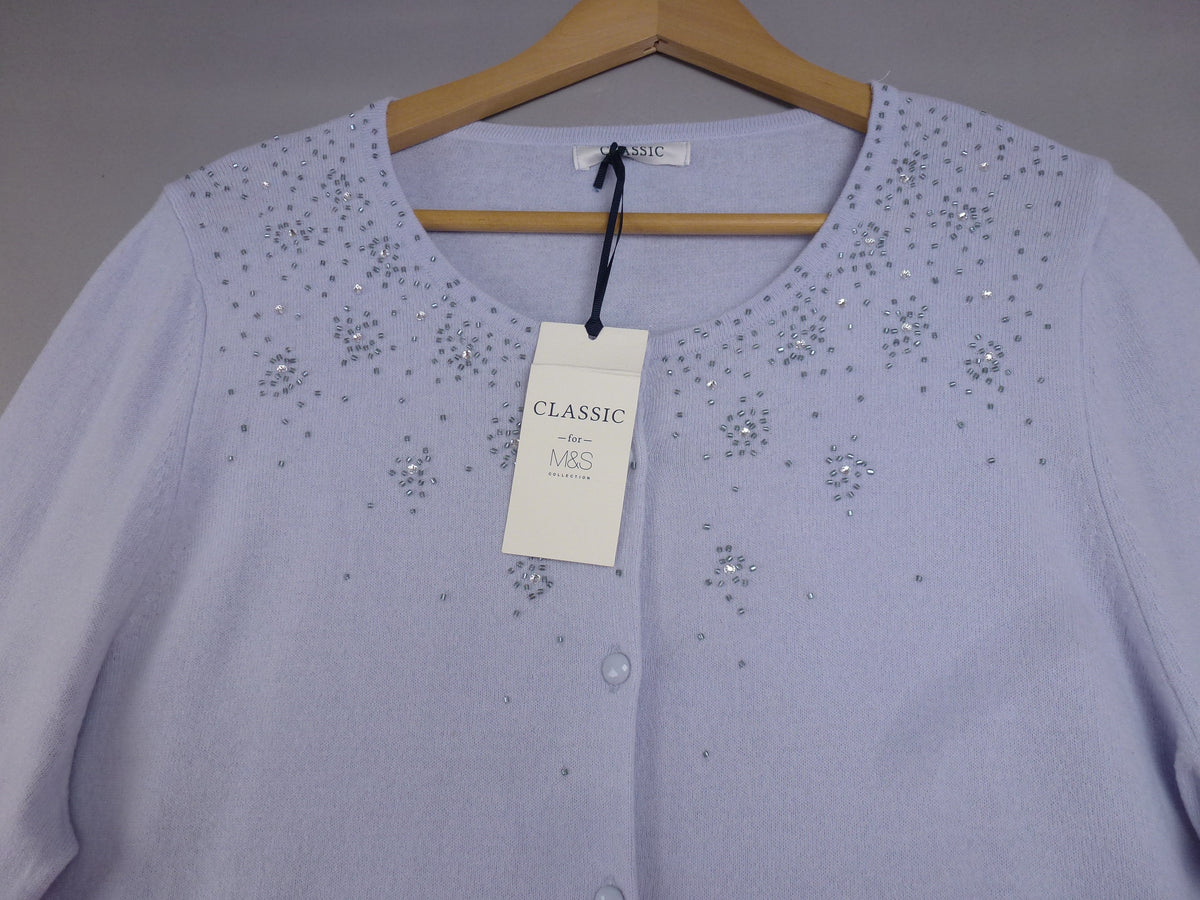 M&S Lilac Beaded Cardigan