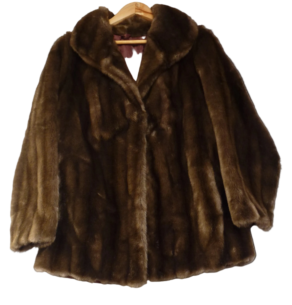 Tissavel Vintage Brown Faux Fur Coat