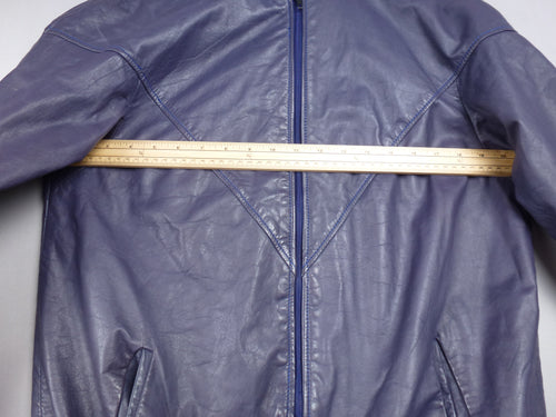 14 · Vintage Blue Real Leather Jacket