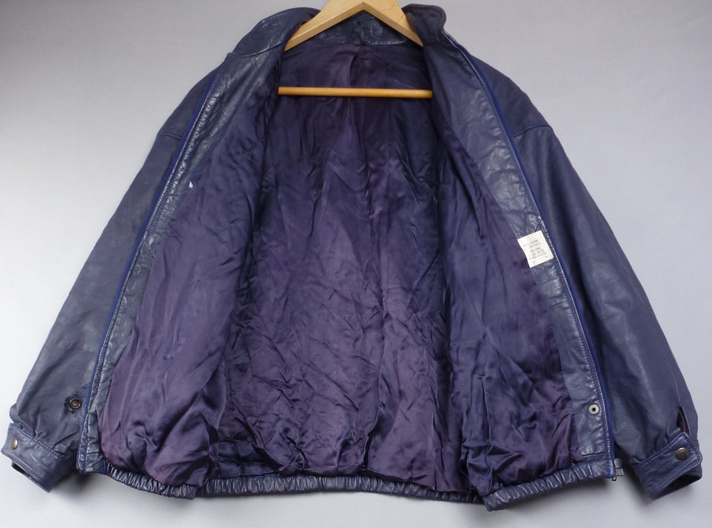 Vintage Blue Real Leather Jacket