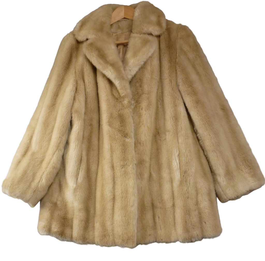 14 · St Michael Vintage Beige Faux Fur Coat