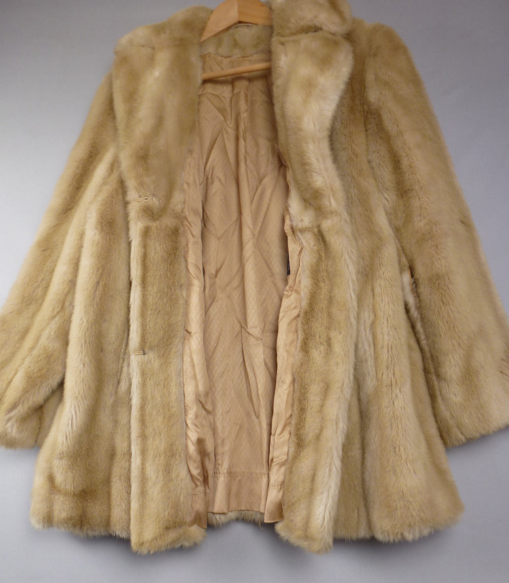 14 · St Michael Vintage Beige Faux Fur Coat