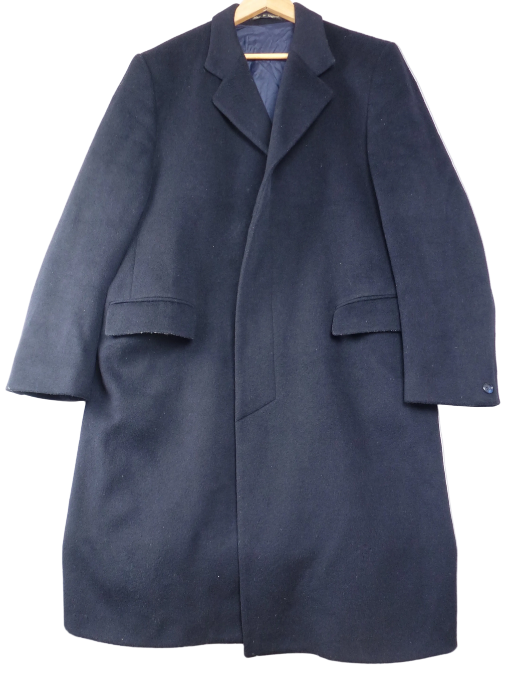 L · Grosvenor House Vintage Navy Overcoat Wool & Cashmere