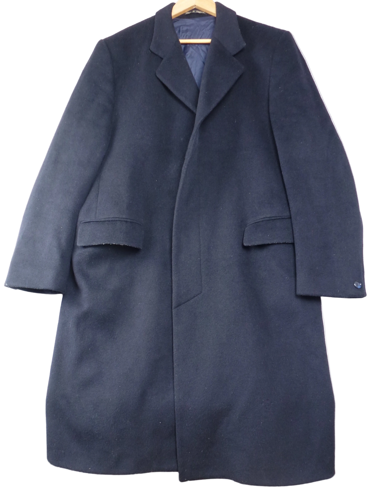 L · Grosvenor House Vintage Navy Overcoat Wool & Cashmere