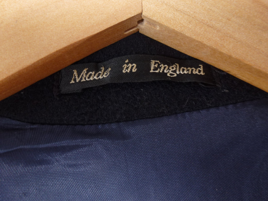 L · Grosvenor House Vintage Navy Overcoat Wool & Cashmere