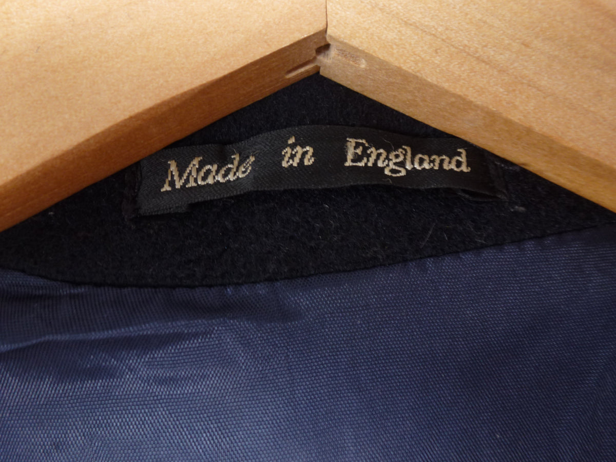 L · Grosvenor House Vintage Navy Overcoat Wool & Cashmere