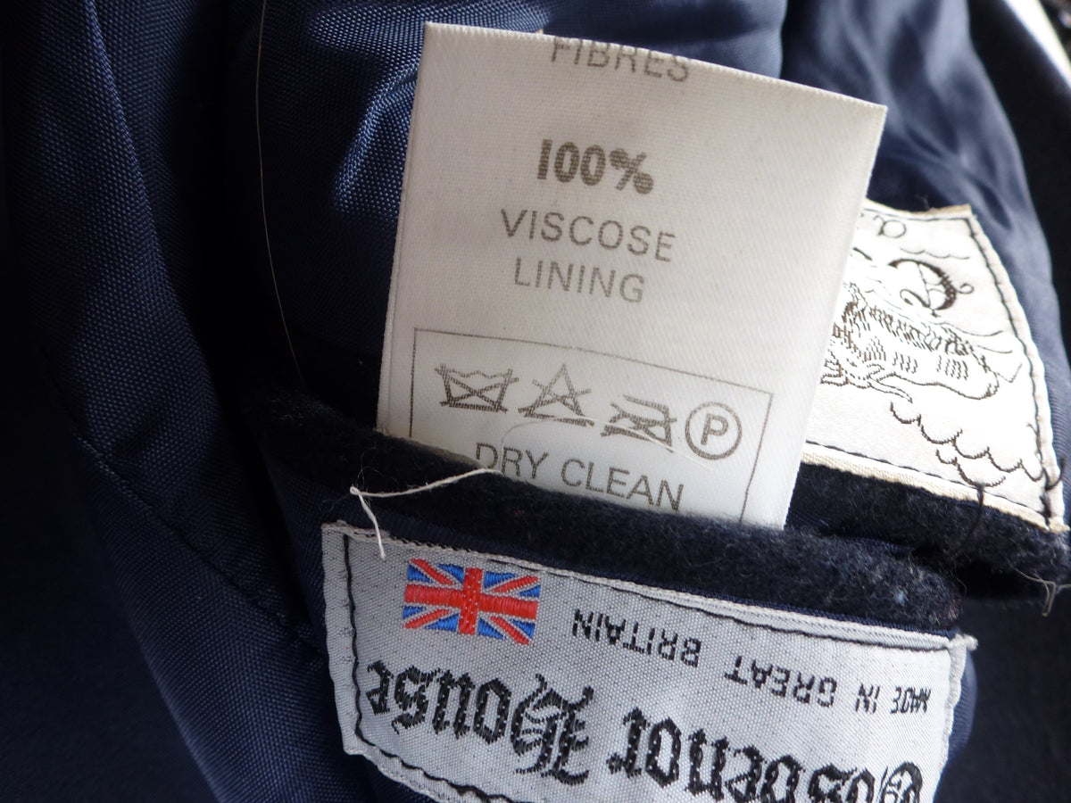 L · Grosvenor House Vintage Navy Overcoat Wool & Cashmere