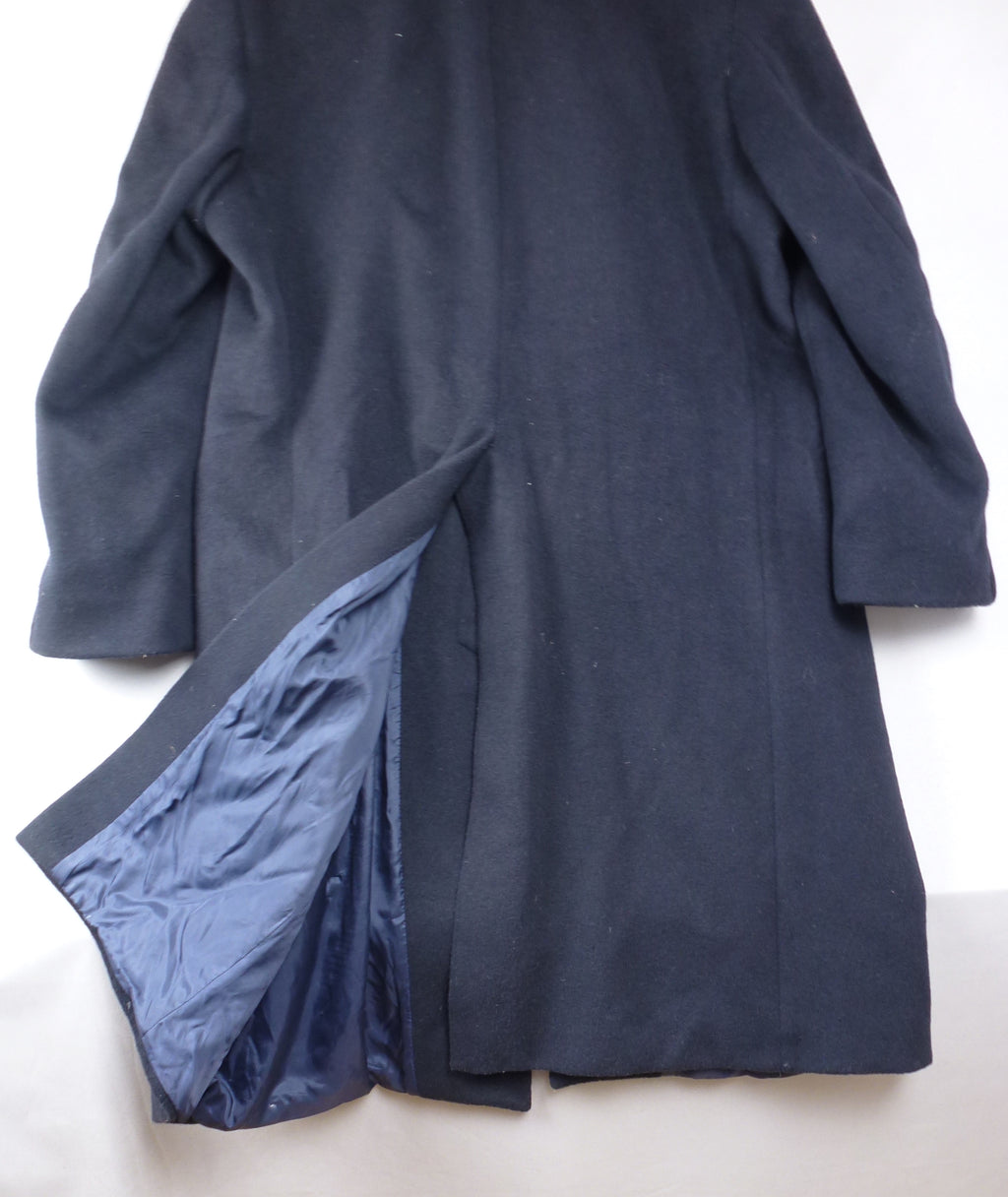 L · Grosvenor House Vintage Navy Overcoat Wool & Cashmere