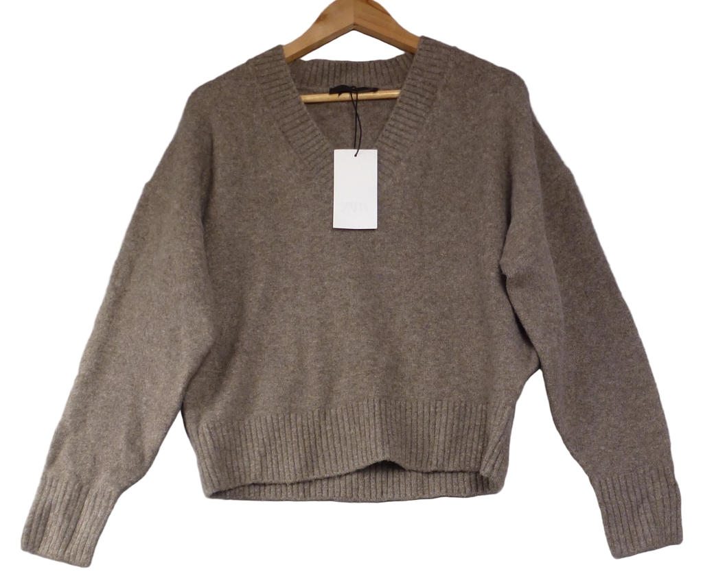 S · Zara Jumper Taupe Wool Blend Jumper