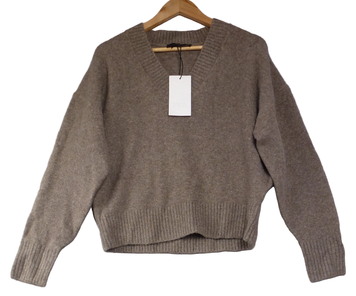 S · Zara Jumper Taupe Wool Blend Jumper