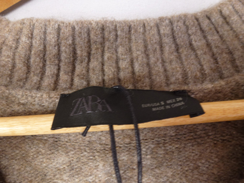 S · Zara Jumper Taupe Wool Blend Jumper