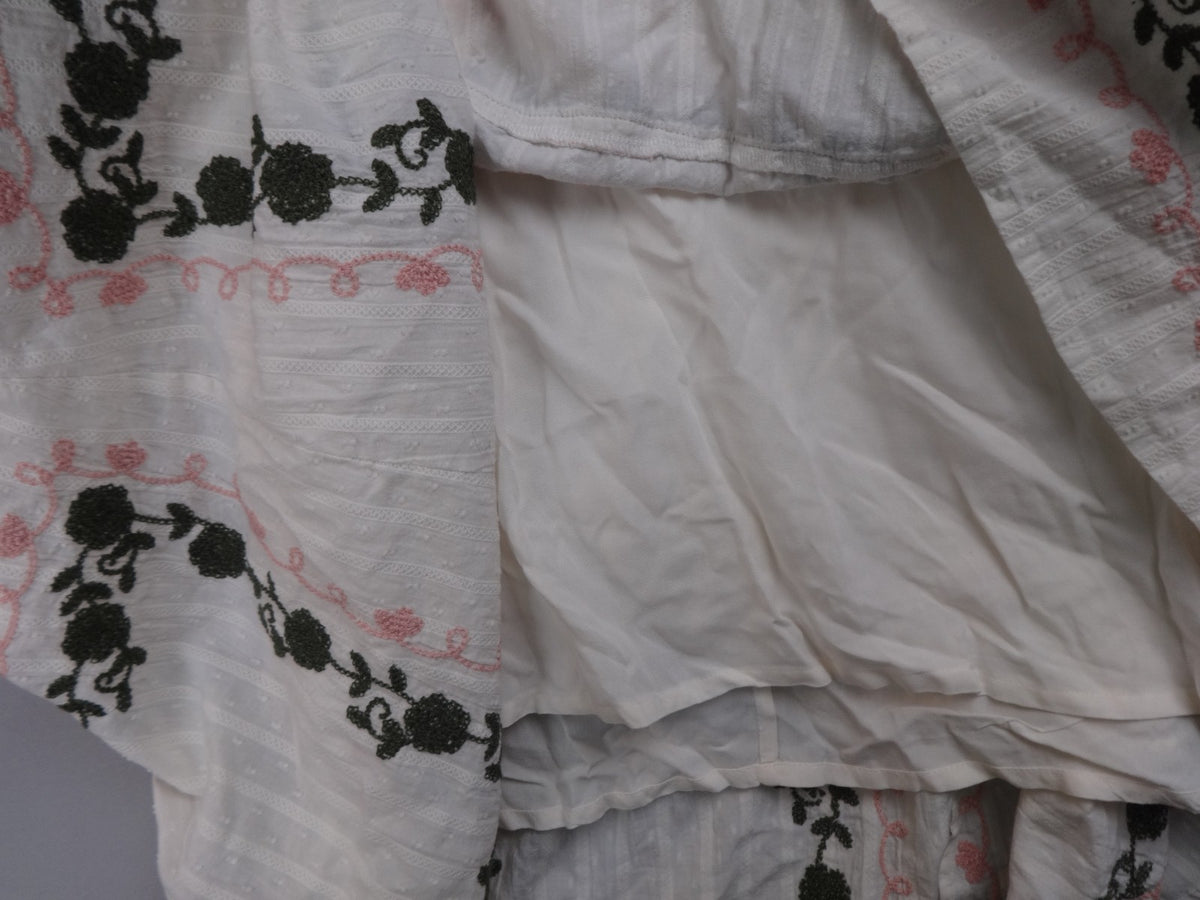 East Dress Women UK 12 White Embroidered Boho Maxi Cotton Festival BNWT Holiday