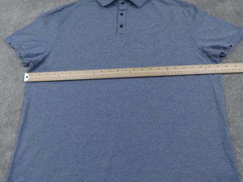 Charles Tyrwhitt Polo Shirt Mens XL Blue Textured Cotton Short Sleeve Smart Soft