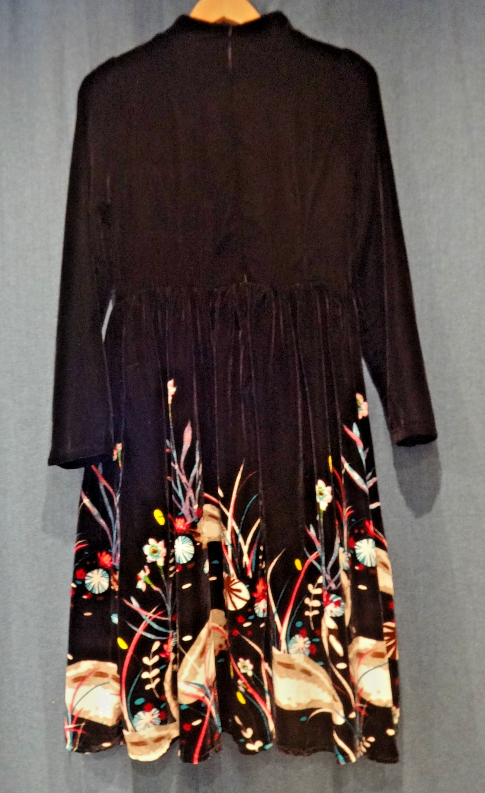 Bleeding Heart Dress Women UK 10 Black Velvet Swan Skater Retro Y2K Pockets