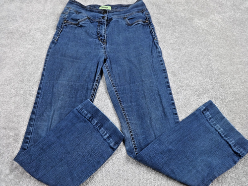 Bootcut Jeans UK 12 Womens Blue Denim Stretch Mid Rise Flared Leg Y2K Retro