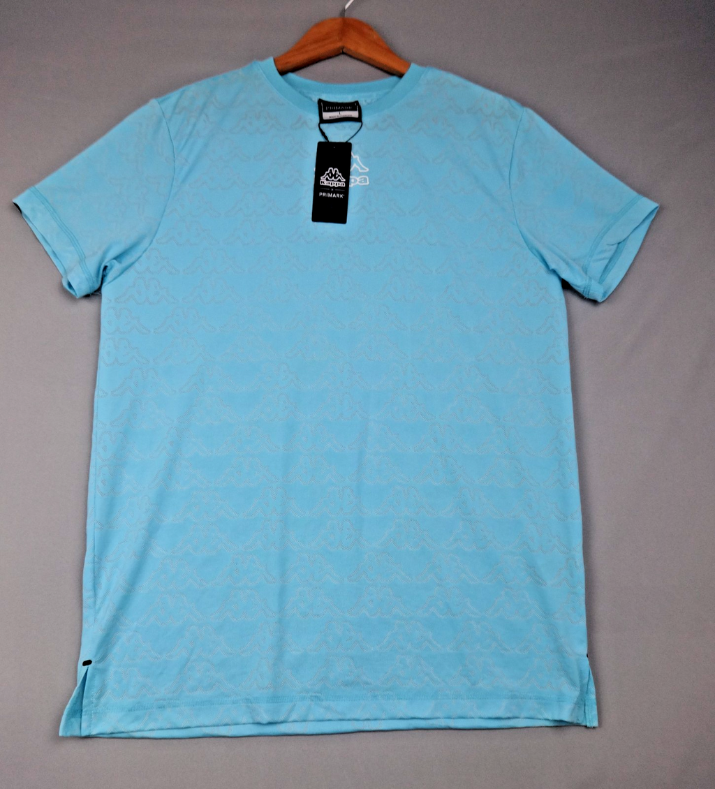 Kappa T Shirt Men L Blue Jacquard Logo Crew Neck Casual Streetwear Festival BNWT