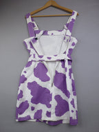 Jaded Dress Women UK 10 Purple Cow Print Belted Buckle Strappy Mini Cotton BNWT