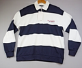 Zara Sweatshirt Mens Medium Navy White Rugby Top Quarter Zip Striped Cotton Logo