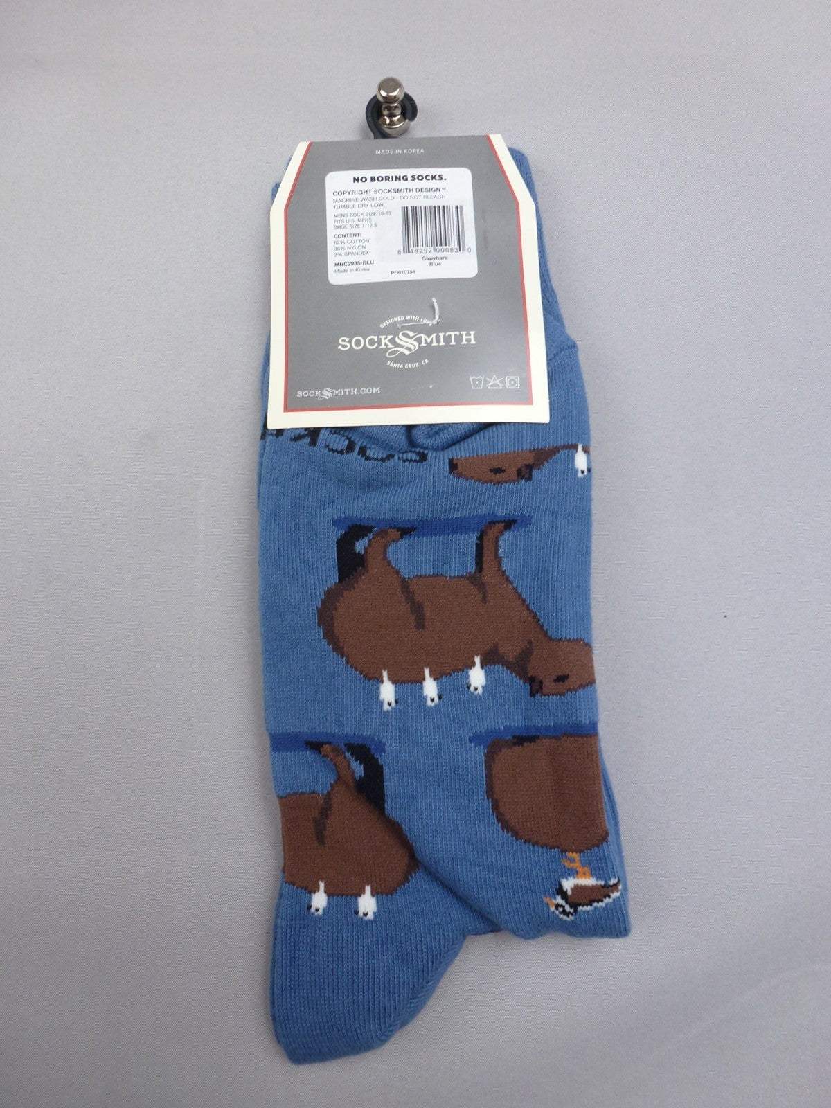 Socksmith Socks Mens One Size Capybara Crew Novelty Blue Cotton Gift BNWT