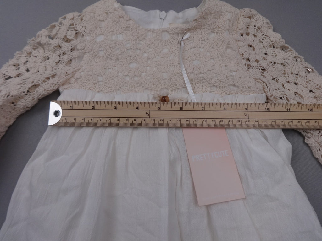 Prettycute Girls Cream Lace Boho Dress 12 Months Long Sleeve Party BNWT Occasion