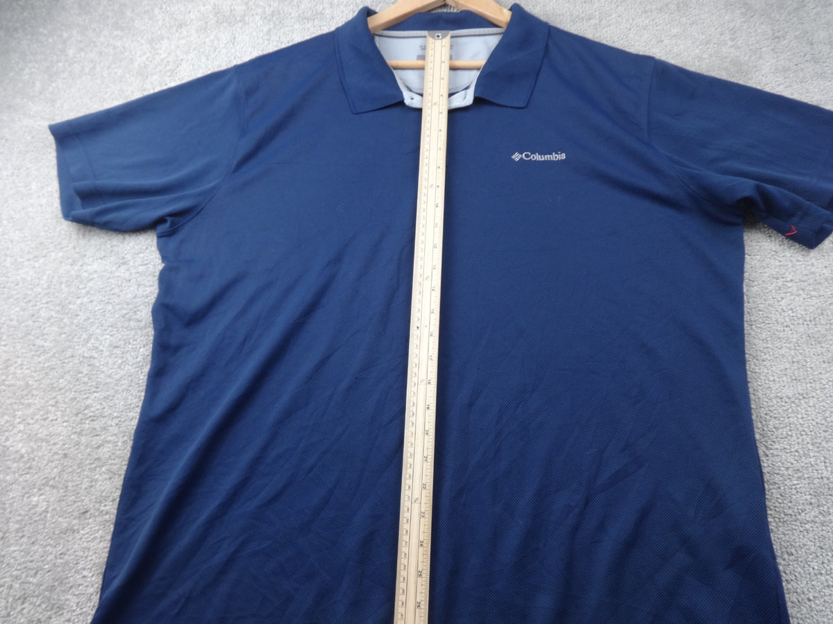 Columbia Polo Shirt Men XL Blue Omni Wick Golf Casual Activewear Sports Outdoor