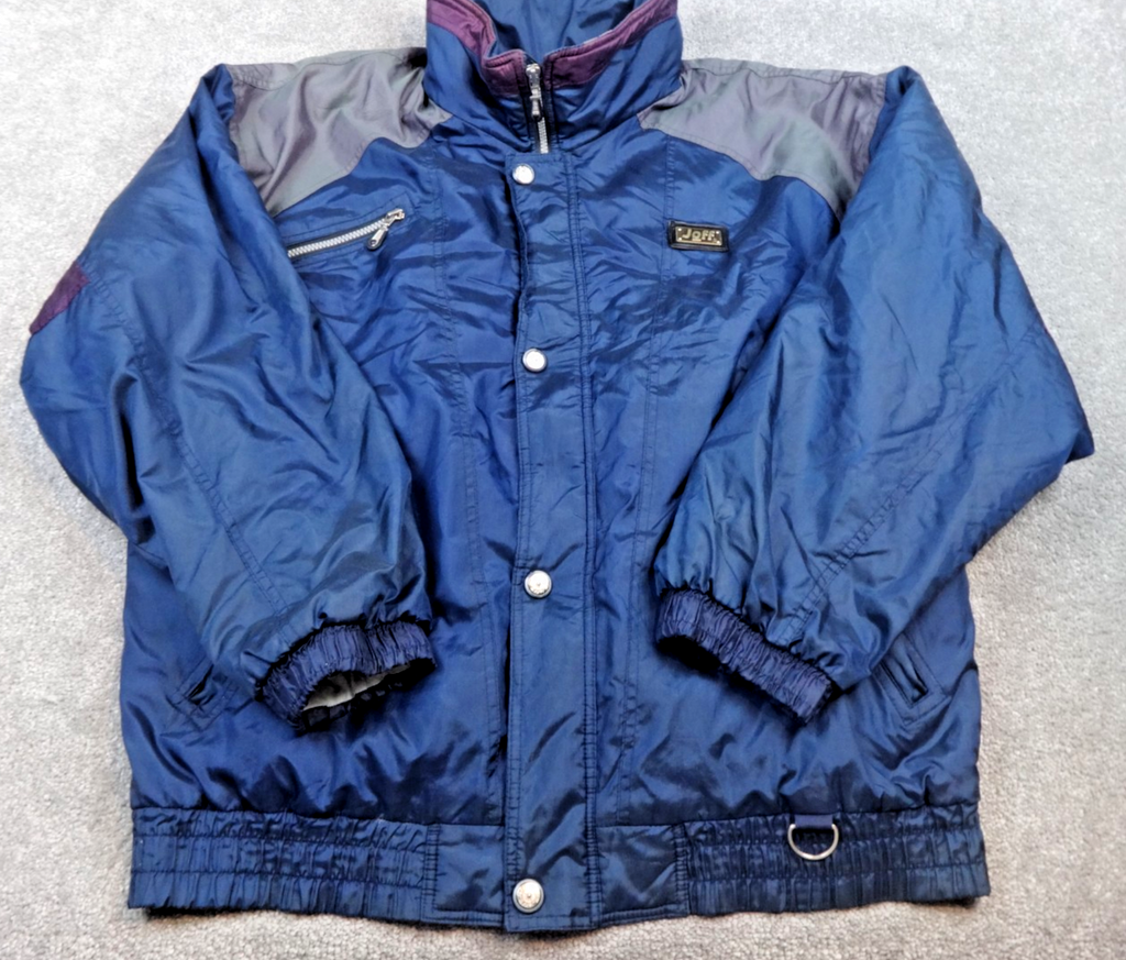 Joff Jacket Men Large Retro 90s Skiwear Nylon Blue Colourblock Pockets Winter C