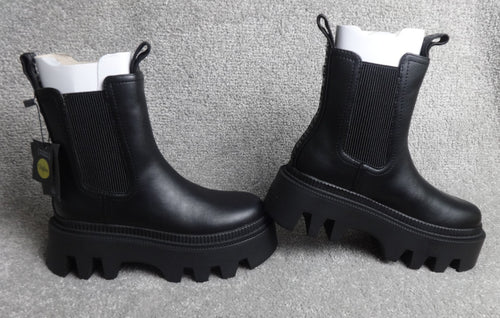 Buffalo Chelsea Boots Womens UK 3 Platform Chunky Black Vegan Grunge Goth BNWT