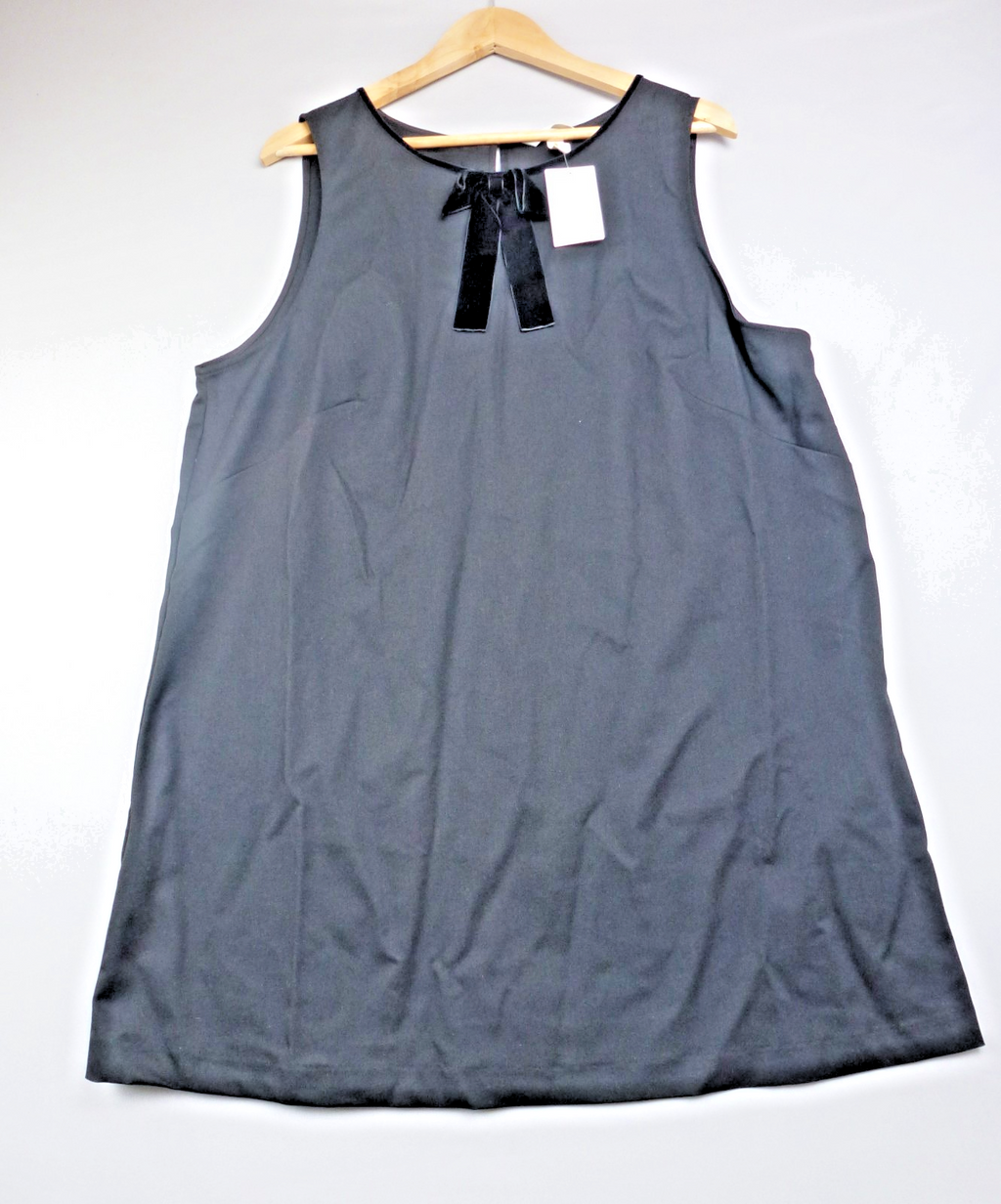 H&M Dress Womens XL Black Sleeveless Shift Velvet Bow Smart Party Evening BNWT