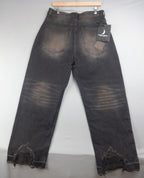 Free World Order Jeans Men Medium Black FVVO Wide Leg Y2K Distressed Denim BNWT