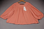 Per Una Blouse Women UK 18 Coral Cotton Gauze Boho Peasant Smock Top BNWT Floaty