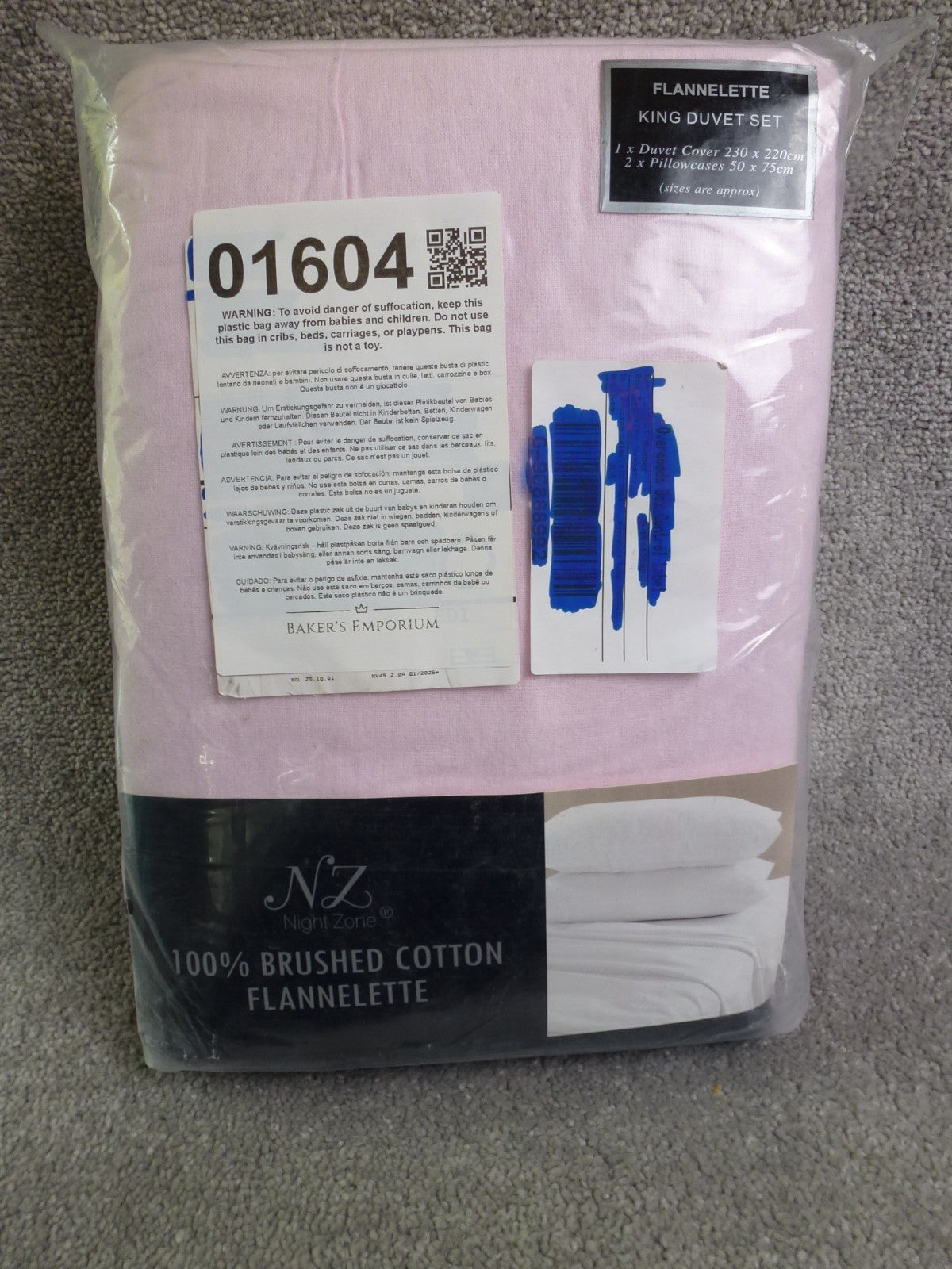 Night Zone Duvet Set King Pink 100% Brushed Cotton Flannelette Bedding Set BNWT