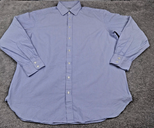 Charles Tyrwhitt Shirt Mens 17.5 Blue Textured Classic Fit Cotton Long Sleeve