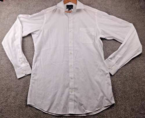 Buttoned Down Shirt Mens 16.5 White Tailored Fit Supima Cotton Stretch Smart New