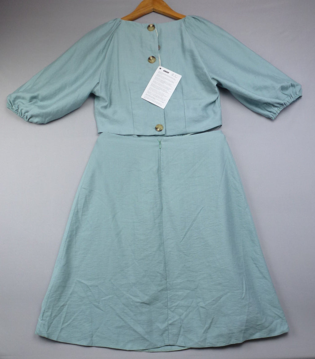 Closet London Dress Women UK 12 Mint Green Midi Wedding Cut Out Puff Sleeve BNWT