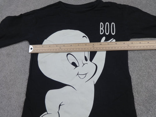 Casper Long Sleeve T Shirt Kids 9Y Black Boo Graphic Halloween Top Spooky Trick