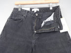 H&M Jeans Womens UK 10 Black Wide Leg High Waist Cropped Denim Retro BNWT Y2K