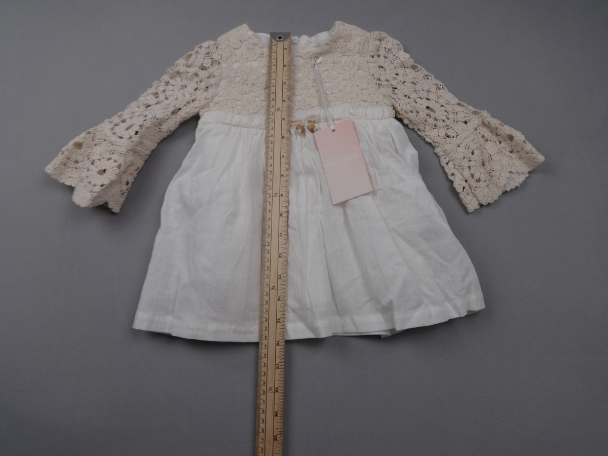 Prettycute Girls Cream Lace Boho Dress 12 Months Long Sleeve Party BNWT Occasion