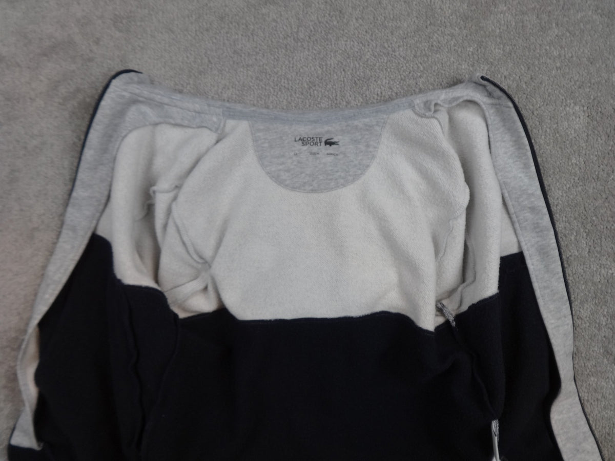Lacoste Sport Hoodie Kids 12 Grey Navy Zip Up Hooded Sweatshirt Sportswear Logo
