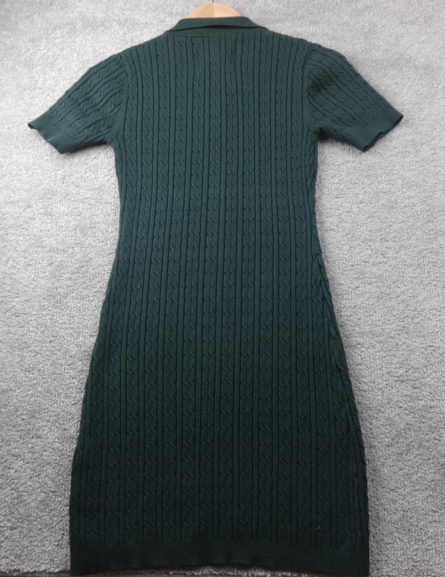 Jack Wills Polo Dress Womens UK 8 Green Cable Knit Preppy Classic Casual Logo