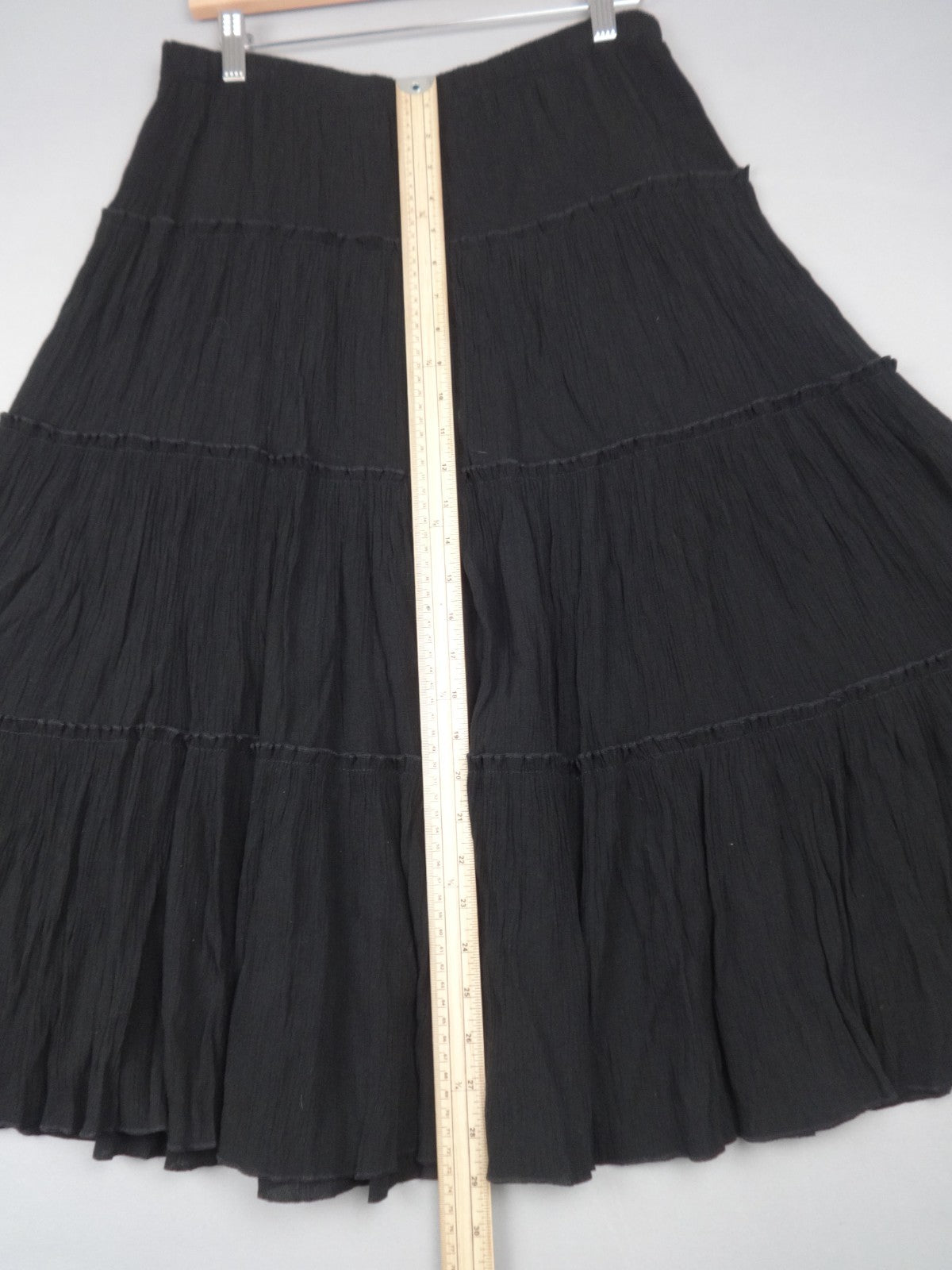 Vintage SAG HARBOR Skirt Womens UK 10 Black Boho Tiered Midi Prairie Cottagecore