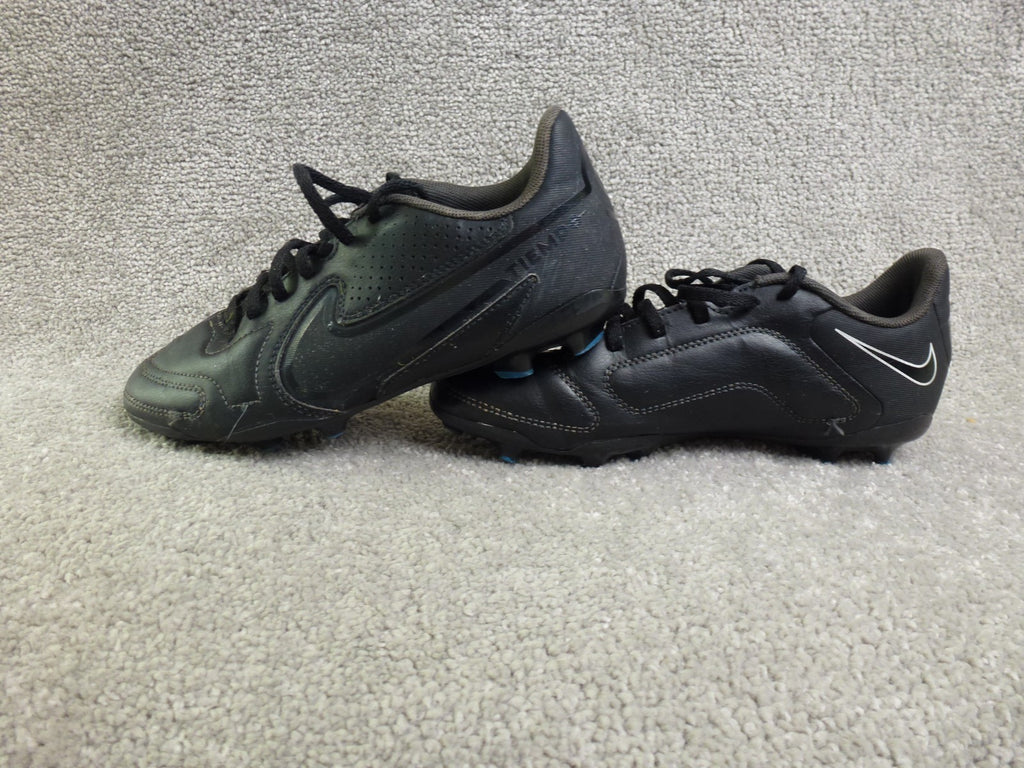 Nike Tiempo Football Boots Unisex UK 5.5 FG Black Leather Soccer Cleats 38.5