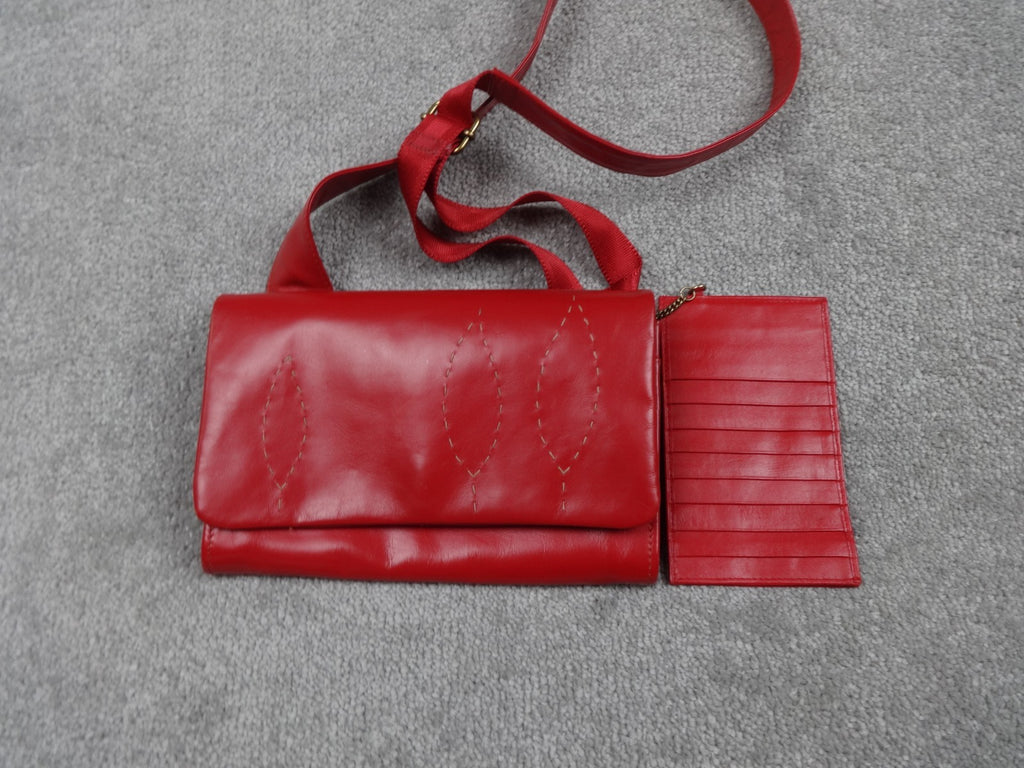 Radley Crossbody Bag Women Retro Vintage Strap Red Leather Dog Charm Zip Y2K UK