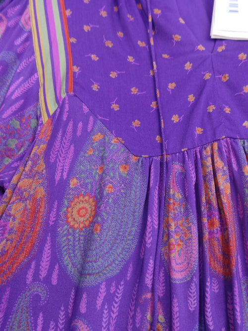 ba&sh Blouse Women Medium Violet Paisley Boho Tassel BNWT Festival Top Holiday