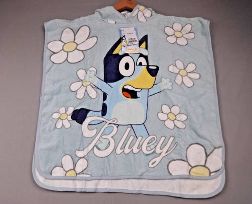Bluey Poncho Towel Kids 3-6 Years Hooded Beach Pool Cover Up Blue Floral BNWT