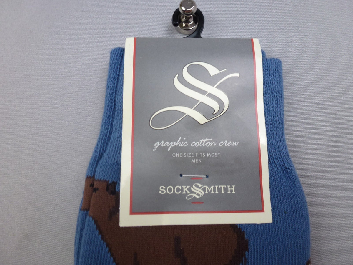 Socksmith Socks Mens One Size Capybara Crew Novelty Blue Cotton Gift BNWT