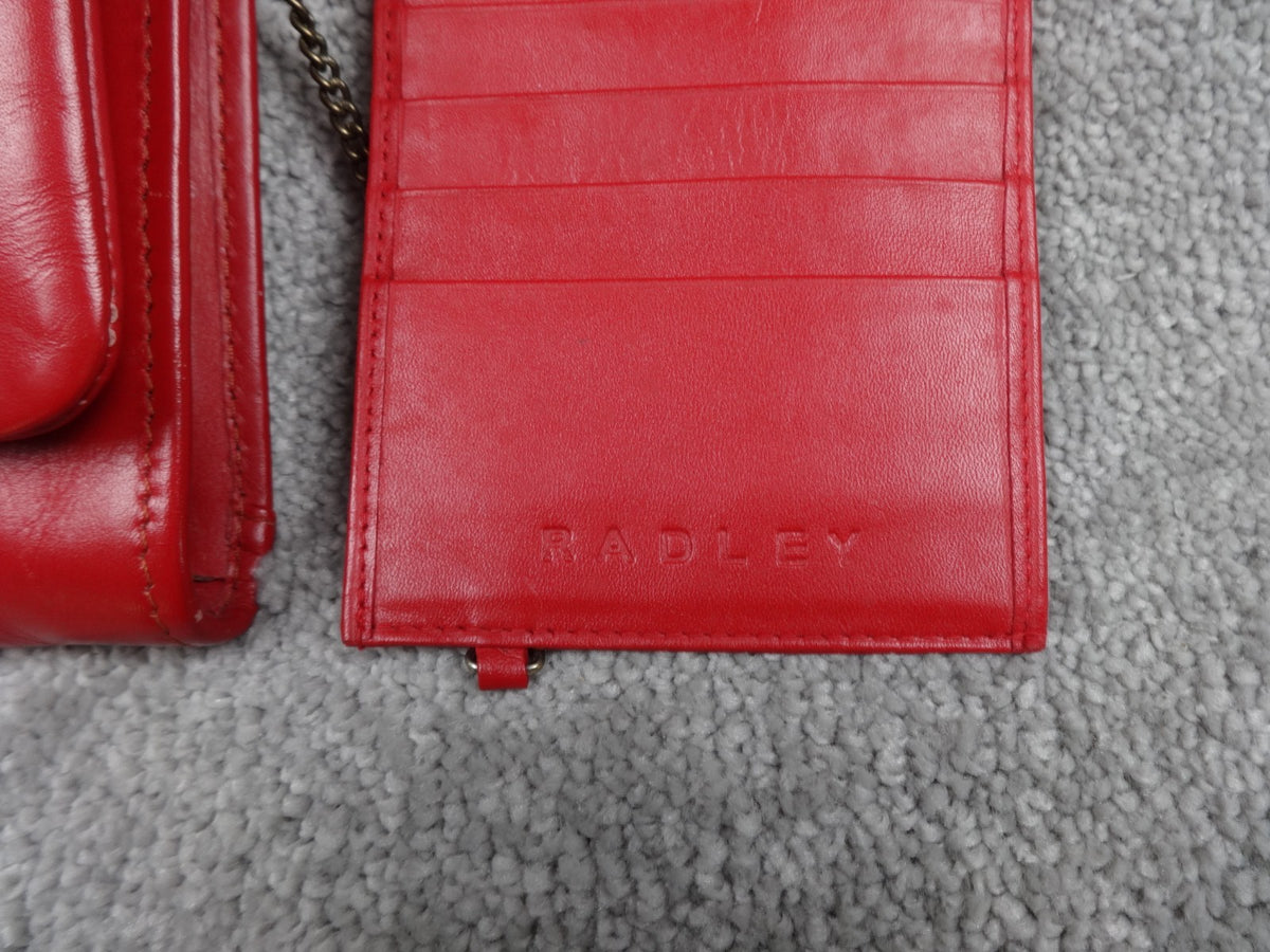 Radley Crossbody Bag Women Retro Vintage Strap Red Leather Dog Charm Zip Y2K UK