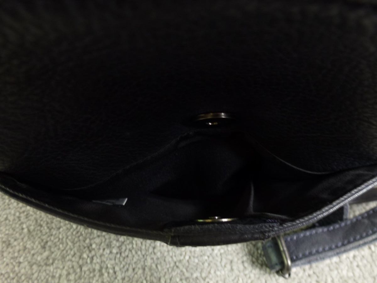 Davide Leather Crossbody Bag Unisex Navy Blue Messenger Adjustable Multi Pocket
